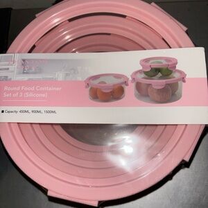 Pink Round Food Container Set of 3 (Silicone)